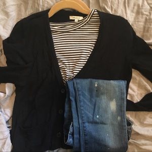 Madewell XXS Black boyfriend cozy cardigan cotton